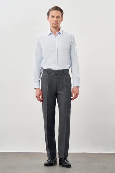 Füme Pamuklu Yandan Cepli Classic Slim Fit Modelli Pantolon Pantolon 1003245171 - Resim 2