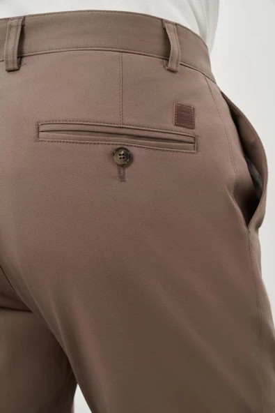 Haki Pamuklu Yandan Cepli Casual Slim Fit Chino Pantolon 1003245168 - Resim 5