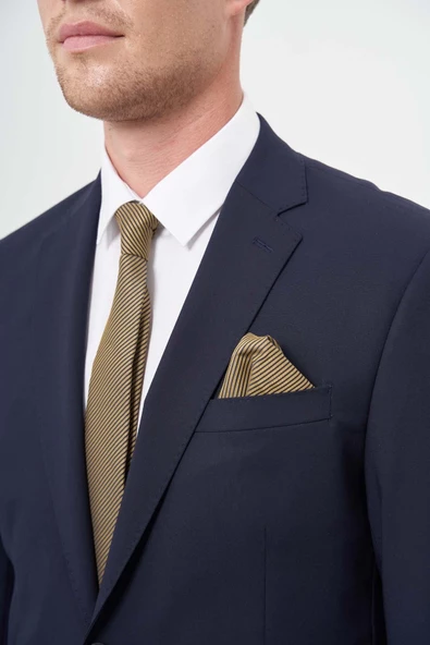 Lacivert Mono Yaka 4 Drop Comfort Fit Rahat Kesim Basic Takım Elbise 1001245309 - Resim 4