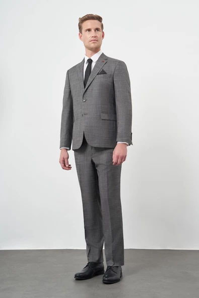 Füme Düz Flannel Mono Yaka 2 Düğme 4 Drop Comfort Fit Classic Takım Elbise 1001245164 - 2
