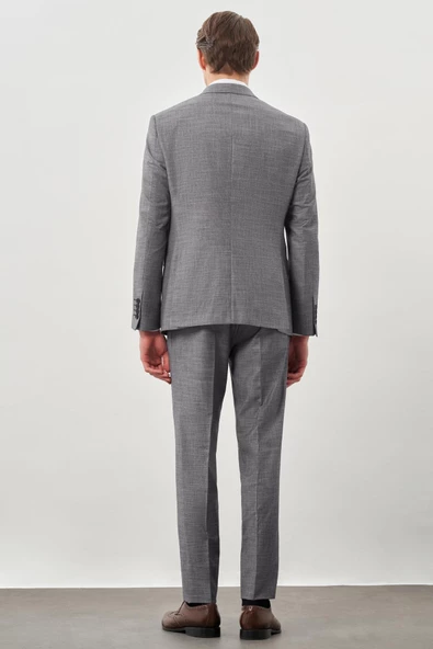 Füme Kendinden Mono Yaka Çift Yırtmaç 2 Düğme 6 Drop Comfort Fit Classic Takım Elbise 1001245162 - 5