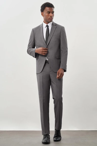 Füme Desen Mono Yaka Çift Yırtmaç 2 Düğme 6 Drop Comfort Fit Classic Takım Elbise 1001245160