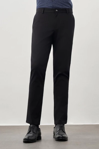 Siyah Pamuklu Yandan Cepli Casual Slim Fit Chino Pantolon 1003245168