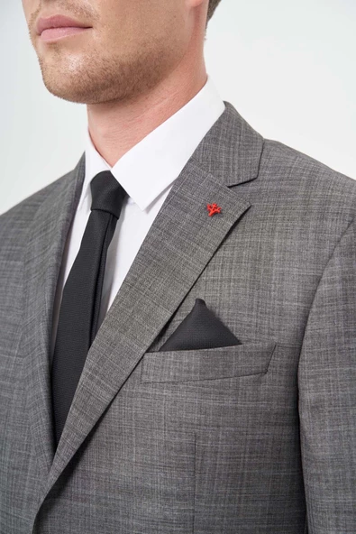 Füme Düz Flannel Mono Yaka 2 Düğme 4 Drop Comfort Fit Classic Takım Elbise 1001245164 - 4