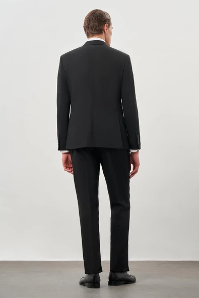 Siyah Düz Mono Yaka Esnek 6 Drop Slim Fit Classic Takım Elbise 1001245178 - 5