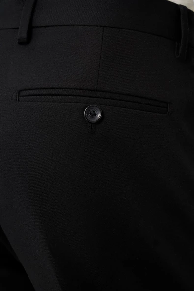 Siyah Esnek Yandan Cepli Comfort Fit Classic Pantolon 1003245207 - Resim 5