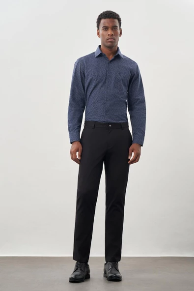 Siyah Pamuklu Yandan Cepli Casual Slim Fit Chino Pantolon 1003245168 - Resim 2