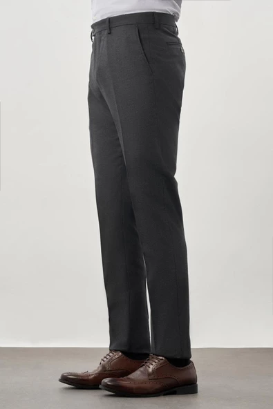 Koyu Antrasit Esnek Yandan Cepli Comfort Fit Classic Pantolon 1003245207 - Resim 3