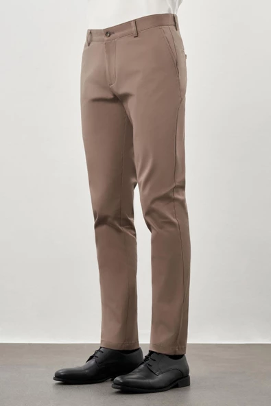 Haki Pamuklu Yandan Cepli Casual Slim Fit Chino Pantolon 1003245168 - Resim 3