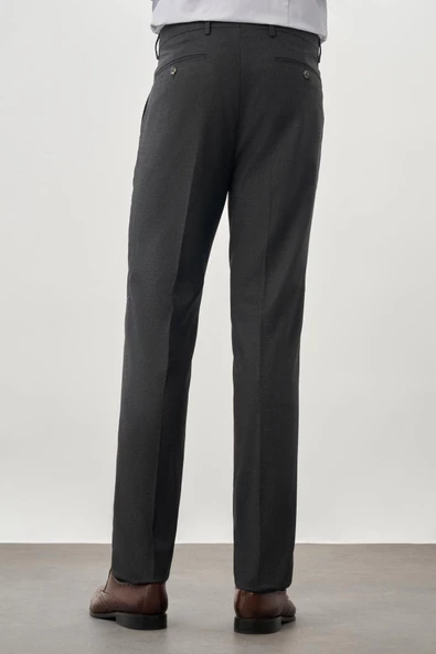 Koyu Antrasit Esnek Yandan Cepli Comfort Fit Classic Pantolon 1003245207 - Resim 4