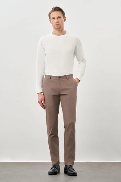 Haki Pamuklu Yandan Cepli Casual Slim Fit Chino Pantolon 1003245168 - Resim 2