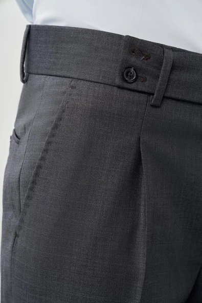 Füme Pamuklu Yandan Cepli Classic Slim Fit Modelli Pantolon Pantolon 1003245171 - Resim 5