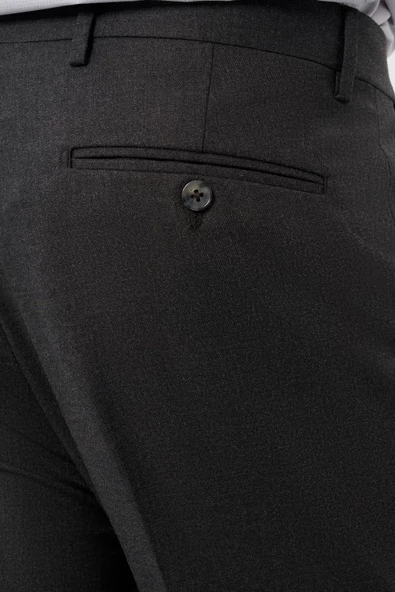 Koyu Antrasit Esnek Yandan Cepli Comfort Fit Classic Pantolon 1003245207 - Resim 5