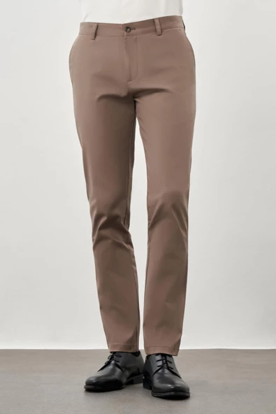 Haki Pamuklu Yandan Cepli Casual Slim Fit Chino Pantolon 1003245168