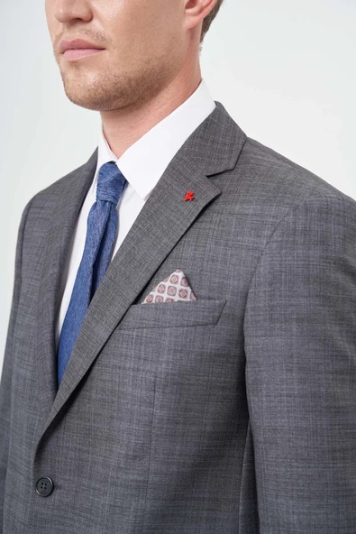 Koyu Antrasit Düz Flannel Mono Yaka 2 Düğme 4 Drop Comfort Fit Classic Takım Elbise 1001245164 - 4