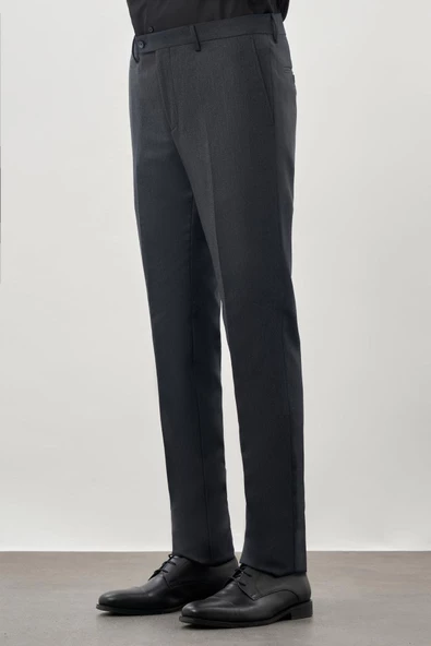 Lacivert Düz Gabardin Esnek Yan Cep Slim Fit Classic Pantolon 1003245209_219 - Resim 3