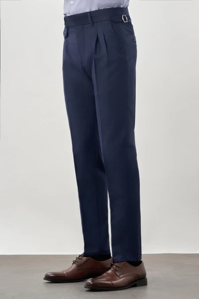 Koyu Lacivert Yandan Cepli Classic Slim Fit Modelli Pantolon Pantolon 1003245173 - Resim 3