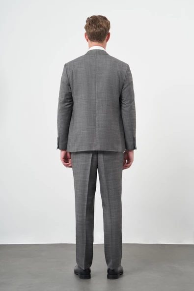 Füme Düz Flannel Mono Yaka 2 Düğme 4 Drop Comfort Fit Classic Takım Elbise 1001245164 - 5