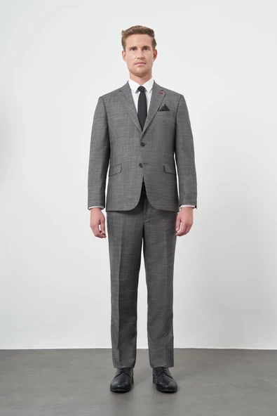 Füme Düz Flannel Mono Yaka 2 Düğme 4 Drop Comfort Fit Classic Takım Elbise 1001245164 - 3