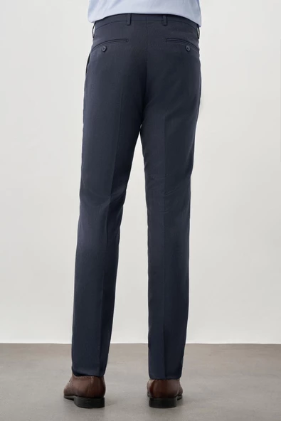 Lacivert Düz Gabardin Esnek Yan Cep Slim Fit Classic Pantolon 1003245209_202 - Resim 4