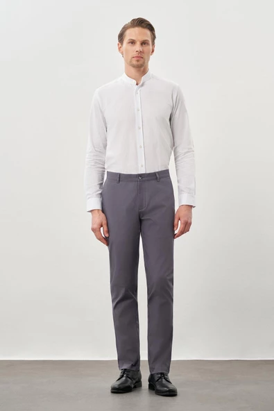 Füme Pamuklu Yandan Cepli Casual Slim Fit Chino Pantolon 1003245168 - Resim 2