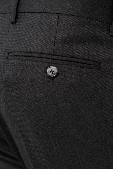 Koyu Antrasit Esnek Yandan Cepli Slim Fit Classic Pantolon 1003245209 - Resim 5