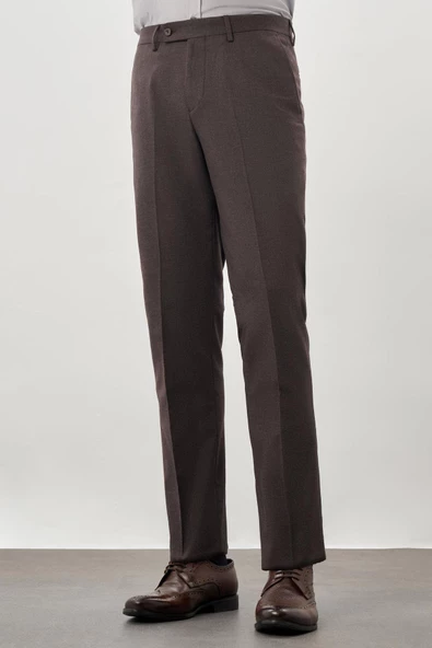 Koyu Kahverengi Esnek Yandan Cepli Comfort Fit Classic Pantolon 1003245207 ürün görseli 1