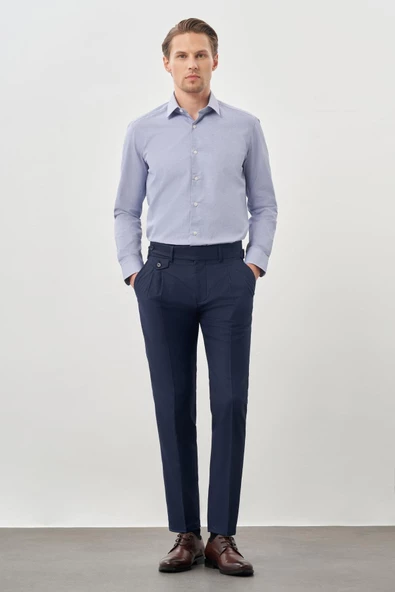 Koyu Lacivert Yandan Cepli Classic Slim Fit Modelli Pantolon Pantolon 1003245173 - Resim 2