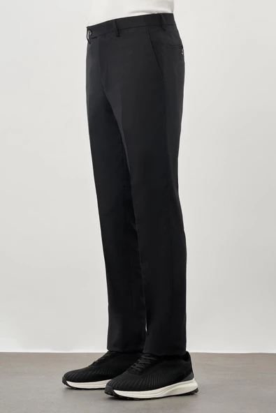 Siyah Esnek Yandan Cepli Comfort Fit Classic Pantolon 1003245207 - Resim 3