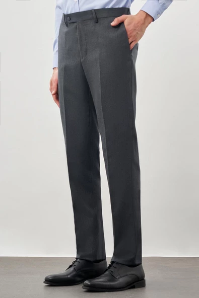 Lacivert Düz Gabardin Esnek Yan Cep Slim Fit Classic Pantolon 1003245209_220 - Resim 3