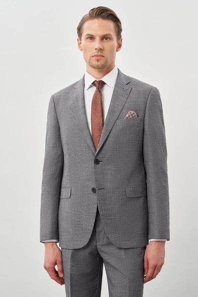 Füme Kendinden Mono Yaka Çift Yırtmaç 2 Düğme 6 Drop Comfort Fit Classic Takım Elbise 1001245162 - 2