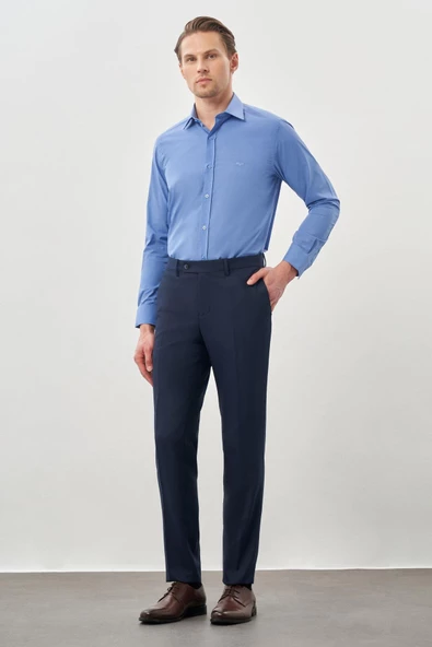 Lacivert Esnek Yandan Cepli Slim Fit Classic Pantolon 1003245209 - 2