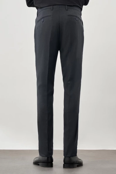 Lacivert Düz Gabardin Esnek Yan Cep Slim Fit Classic Pantolon 1003245209_219 - Resim 4