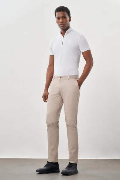 Toprak Pamuklu Yandan Cepli Casual Slim Fit Chino Pantolon 1003245168 - Resim 2