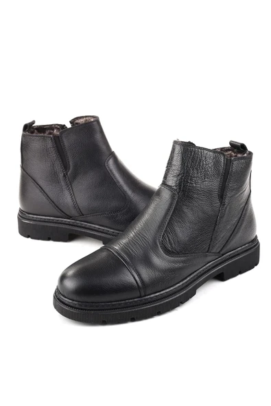 Papuç Sepeti 428 Erkek Hakiki Deri Klasik Kürklü Bot - Resim 3