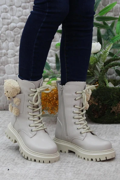 Papuç Sepeti 4182 Ayıcıklı Fermuarlı Kaymaz Taban Kız Çocuk Bot - Resim 8