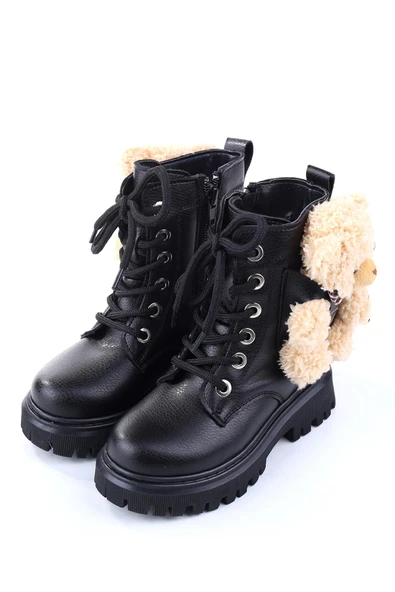 Papuç Sepeti 4182 Ayıcıklı Fermuarlı Kaymaz Taban Kız Çocuk Bot - Resim 5