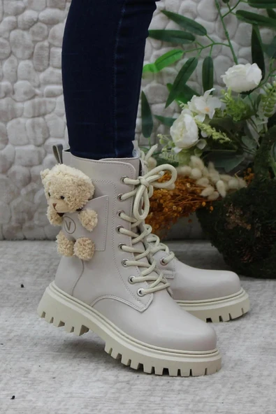 Papuç Sepeti 4182 Ayıcıklı Fermuarlı Kaymaz Taban Kız Çocuk Bot - Resim 4