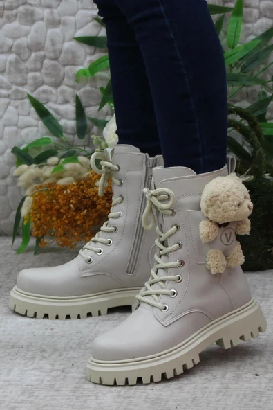 Papuç Sepeti 4182 Ayıcıklı Fermuarlı Kaymaz Taban Kız Çocuk Bot - Resim 6