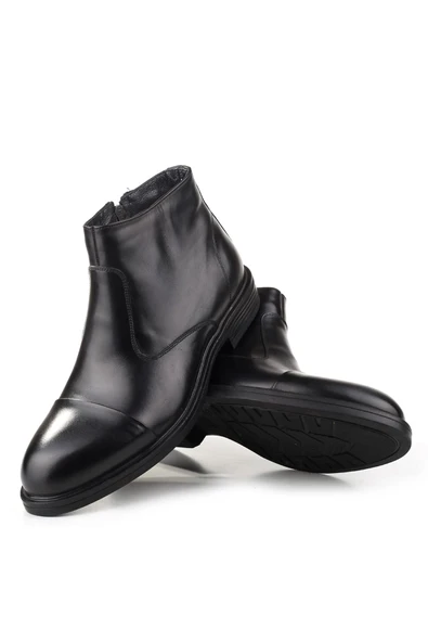 Delfino 154 Erkek Hakiki Deri Bağcıksız & Kürklü Kauçuk Klasik Bot - Resim 3