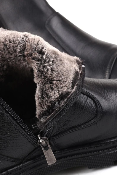 Papuç Sepeti 428 Erkek Hakiki Deri Klasik Kürklü Bot - Resim 5