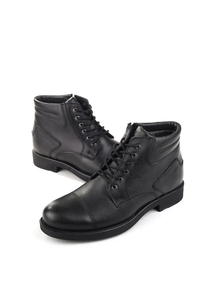 Nevzat Öge 01002 Erkek Hakiki Deri Kürklü Bağcıklı & Fermuarlı Bot - Resim 3