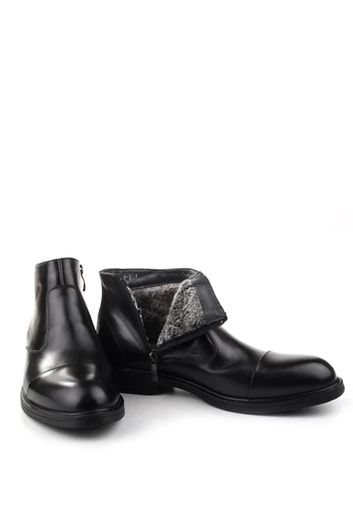 Delfino 154 Erkek Hakiki Deri Bağcıksız & Kürklü Kauçuk Klasik Bot - Resim 4