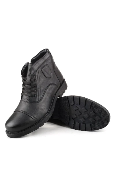 Papuç Sepeti 081 Büyük Numara Hakiki Deri Kışlık Erkek Kürklü Bot - Resim 3