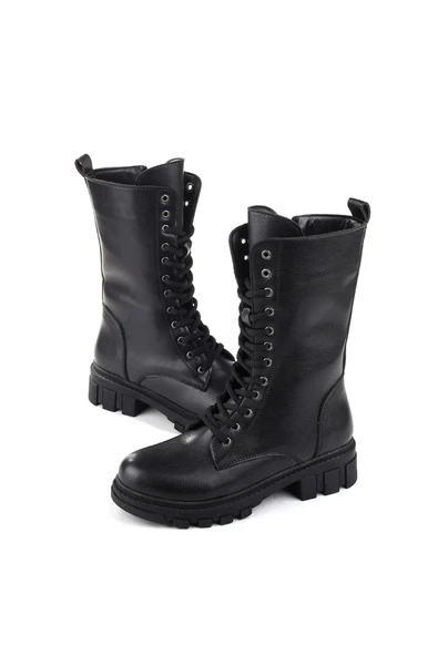 Papuç Sepeti Fermuarlı 4 cm Topuklu Termo Taban Kadın Postal Bot - Resim 3