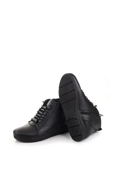 Papuç Sepeti 4290 Hakiki Deri Kürklü Ortopedik Termo Taban Anne Bot - Resim 5