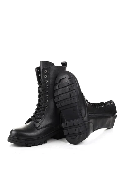 Papuç Sepeti Fermuarlı 4 cm Topuklu Termo Taban Kadın Postal Bot - Resim 5