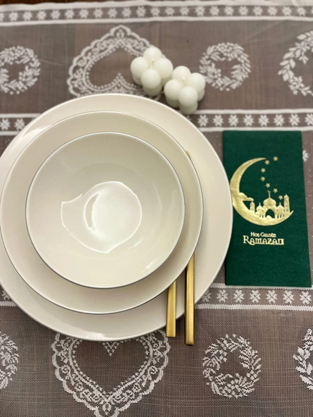 Gold Yaldızlı Yeşil Hoşgeldin Ramazan Yeni Ay Desenli Garson Peçete 16 lı ürün görseli 1
