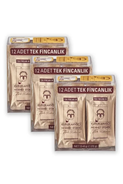 Mehmet Efendi Tek İçimlik Türk Kahvesi 12x6gr - 3 Adet