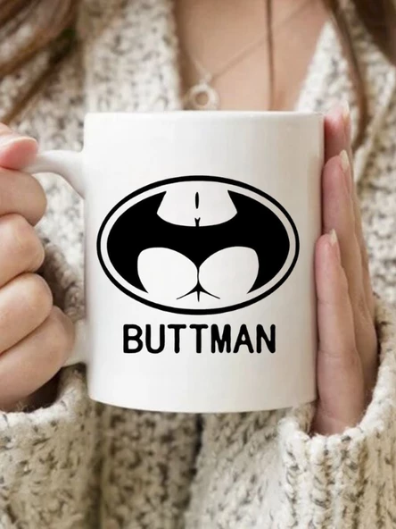 DeepCraft Best Quality 'Buttman' Kupa Yılbaşı,Sevgililer Günü, Hediyelik Kupa 300ML